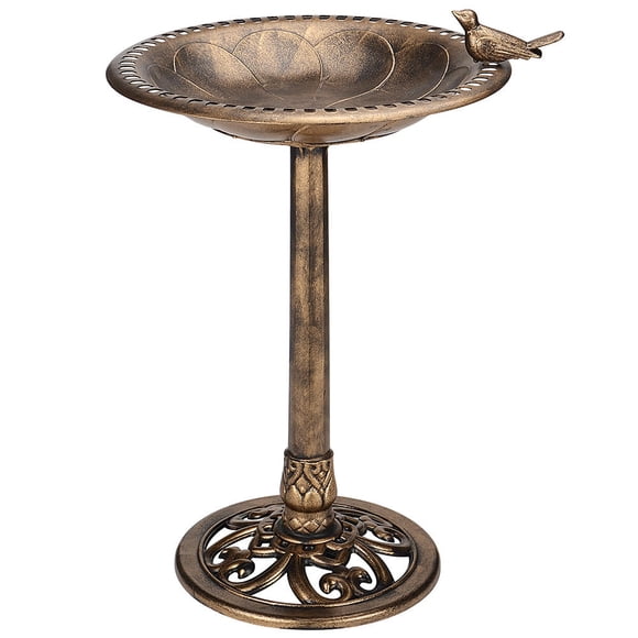 31" Tall Garden Bird Bath, 2 in 1 Weather-Resistant Outdoor Birdbath with Flower Planter Base