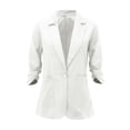 thumbnail image 4 of CEHVOM Mode Femmes Col Rabattu Manches 3/4 Manteau Décontracté Cardigan Blouse Liquidation, 4 of 6