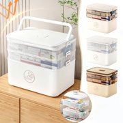 MTBLYS 3-Tier Storage Box Empty First Aid Kit Container Portable Plastic Storage Organizer Large Capacity Multipurpose with Handle Home Travel Use