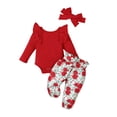 thumbnail image 2 of Yuyuzo Baby Girl Clothes Infant Newborn Ruffle Outfit 2 Piece Fall Winter Spring Ribbed Knit Tops Pants Set Cute Headband, 2 of 6