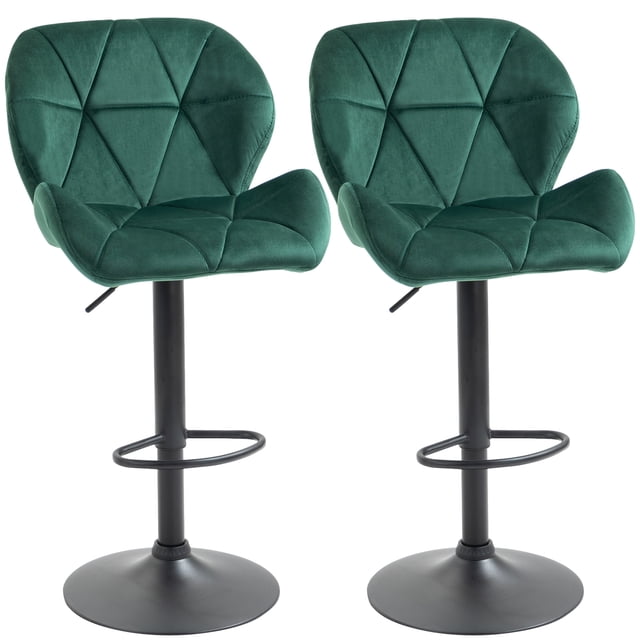 HOMCOM Adjustable Swivel Bar Stools Set of 2 with Velvet Upholstery