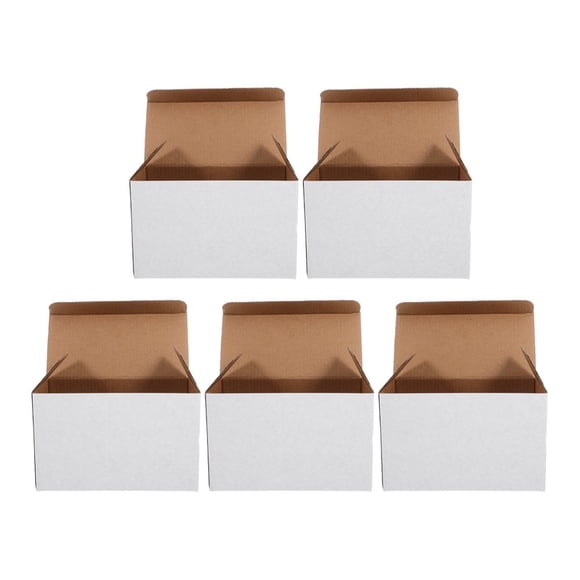 LEEYNEER 5 Pcs Boîtes d'Expédition en Carton Ondulé Blanc pour Emballage et Papier d'Envoi Boîte de Rangement pour Petites Entreprises Fournitures d'Emballage