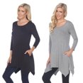 thumbnail image 1 of White Mark Haut Tunique pour Femmes, Lot de 2, Makayla Noir à Manches 3/4, 1 of 2