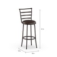 thumbnail image 3 of Mainstays 3 Pack Indoor Adjustable 24" or 29" Bronze Ladder Back Swivel Barstool, Espresso Vegan Leather Seat, 3 of 9
