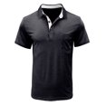 thumbnail image 1 of Dvkptbk Homme Manches Courtes Uni Décontracté Mode Col Rabattu Chandail Boutons T-Shirt Blouse, 1 of 3