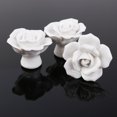 thumbnail image 3 of MasteelfCA 8pcs Rose Shaped Ceramic Kitchen Cupboard Cabinet Drawer Door Knobs Pull Handles (White), 3 of 8