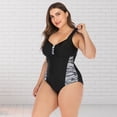 thumbnail image 4 of Wide Shoulder Straps Pads Backless Women Monokini Plus Size Patchwork Color One-piece Bikini Beachwear, 4 of 7