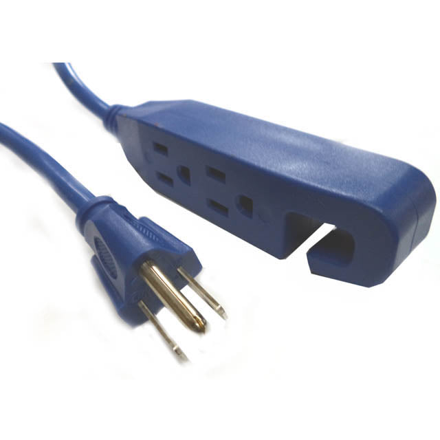 140325 - EXTENSION CORD 3/16 15FT SJTW BLUE 3 OUTLET 13A BLOCK HEATER