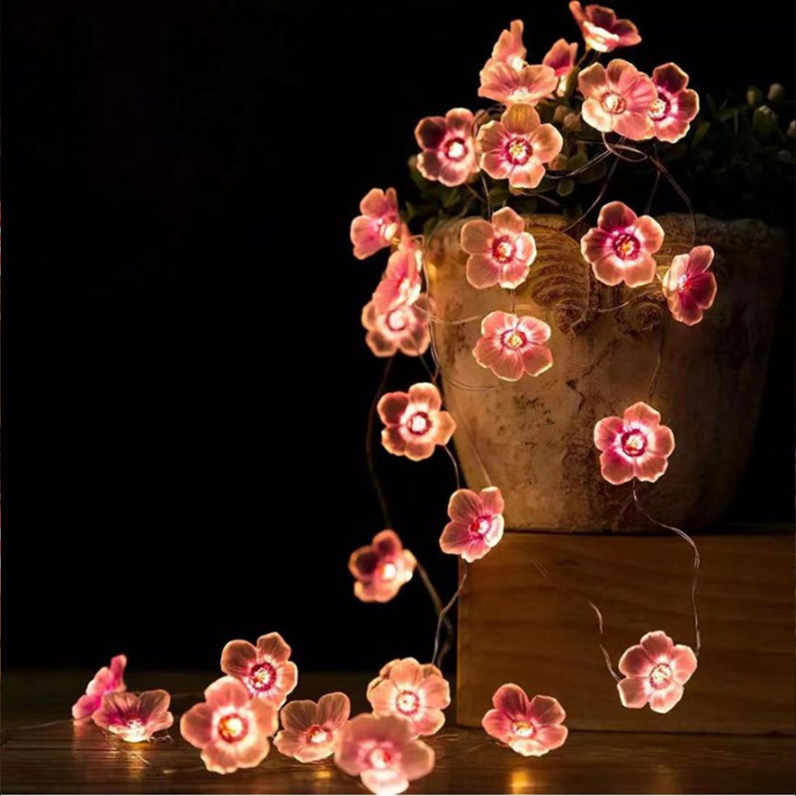 UsRHHA Flower String Lights 7ft 20 LED, Battery Powered Sakura Cherry Blossom Lights, Party Patio Garden Decorative Lighting