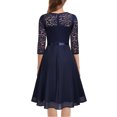 thumbnail image 3 of Robes Grande Taille Femmes Mode Uni Dentelle Manches 3/4 Corset Évasée Col en V Robe de Soirée Robes de Soirée pour Femmes Élégantes Chic en Liquidation, 3 of 5