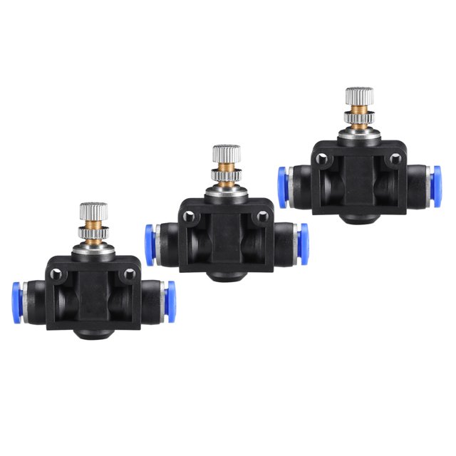 Unique Bargains Air Flow Control Valve with Push-to-Connect Fitting, 15/64' Tube OD Union Straight Pneumatic Flow In-Line Speed Controll