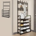 thumbnail image 1 of EGNMCR Shoe Rack for Closet Entryway Shoe Rack With Coat Rack 5-Layer Shoe Rack Organizer For Bedroom Dormitory Plastics shoe rack, 1 of 6