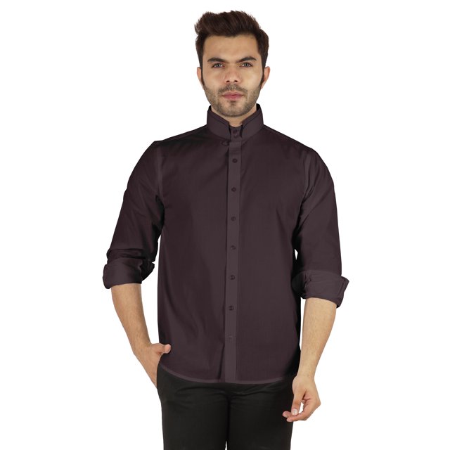 Bestman Formal Front Button Placket Solid Shirts For Mens Long Sleeve Regular Fit Shirt