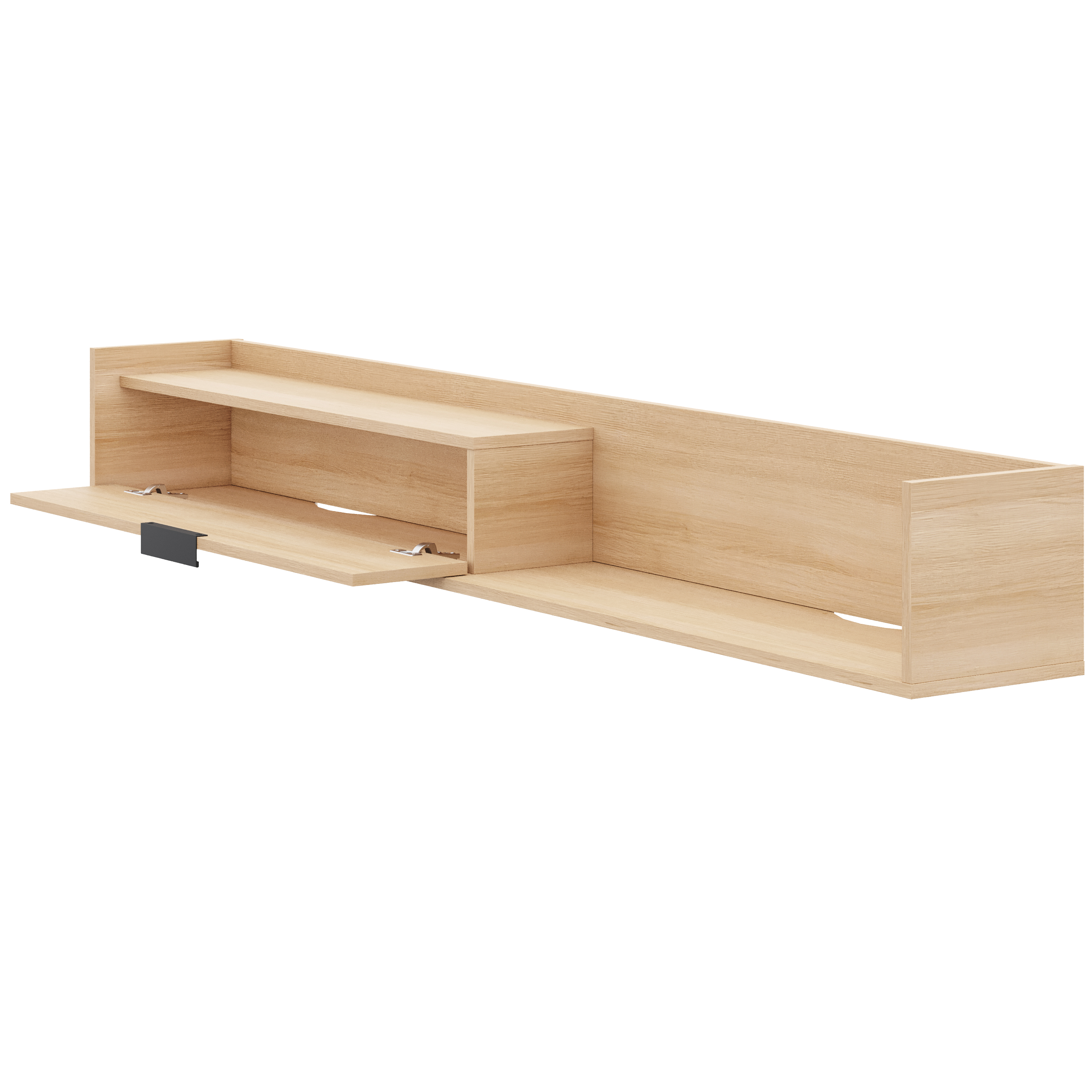 Meuble TV mural Nexera Slim 72 po avec armoire de rangement, chêne blond naturel
