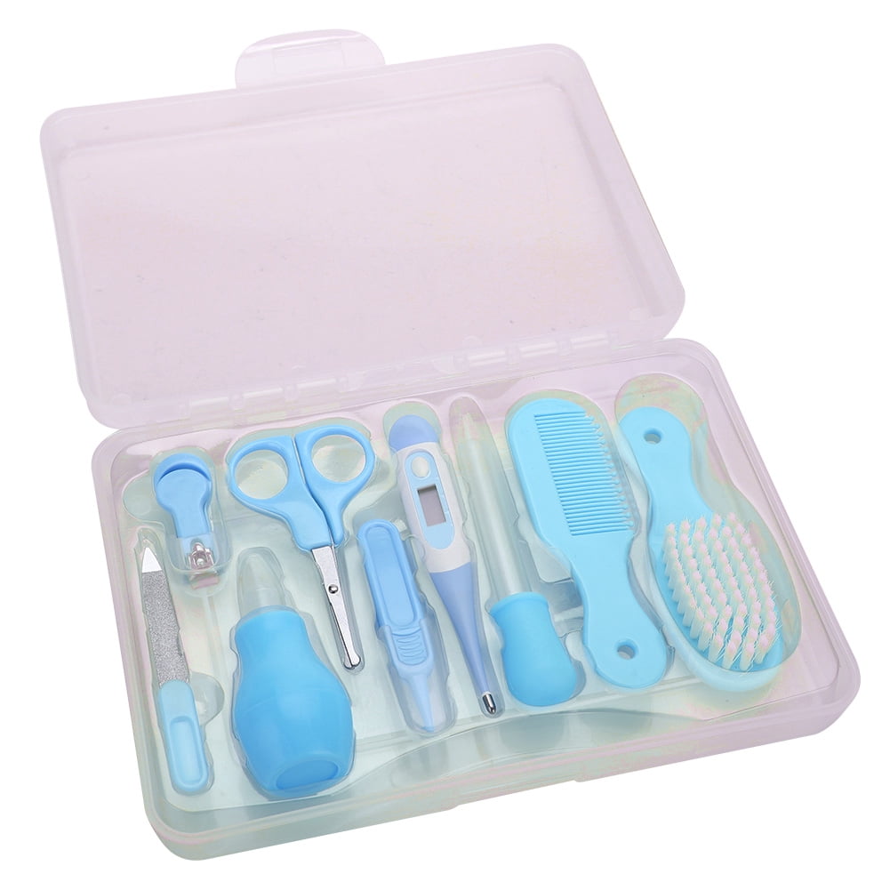 Baby Hair Brush Baby Nail Clipper Baby Nail Scissors Baby Manicure Kit 9pcs Convenient Daily Baby Nail Clipper Scissors Hair Brush Comb Manicure Care Kit Blue