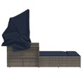 thumbnail image 3 of vidaXL Double Sun Lounger with Canopy and Cushions Grey Poly Rattan, 3 of 5