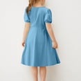 thumbnail image 4 of RXIRUCGD 2025 Vêtements d'Été pour Enfants Filles Robe d'Été Couleur Unie Col Rond Manches Courtes Robe Décontractée et Confortable pour Adultes, 4 of 6