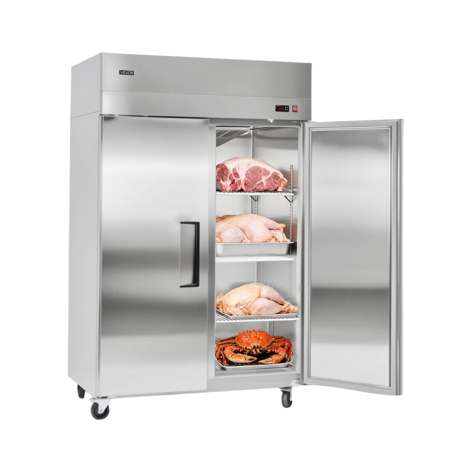 VEVOR Commercial Reach-In Freezer 48" W, 33 Cu.Ft Stainless Steel Upright Freezer, -11 to 14℉ Temp Control, UL Certified