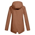 thumbnail image 2 of Women Casual Solid Jacket Outdoor Plus Size Hooded Windproof Loose Coat, 2 of 4