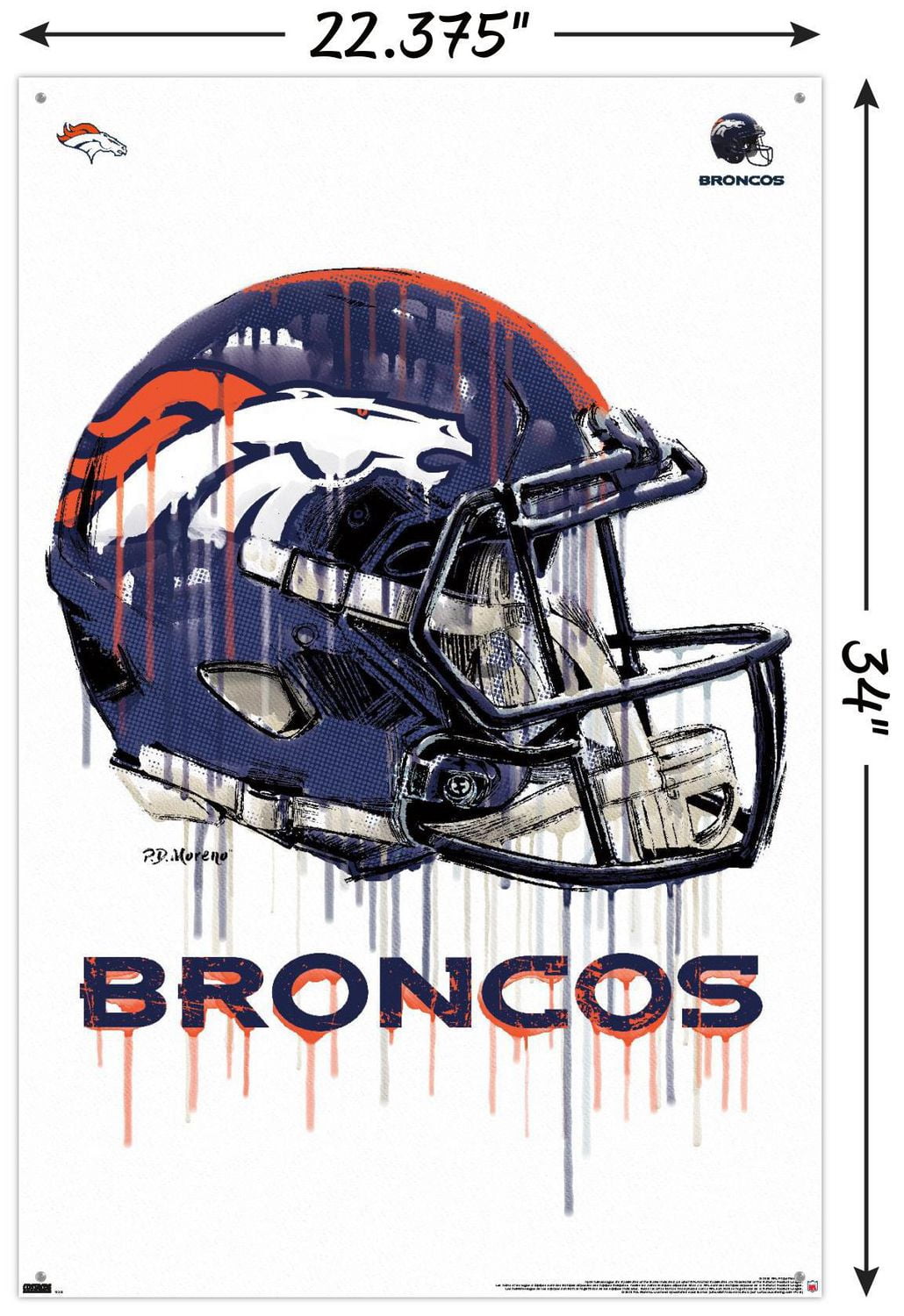 NFL Denver Broncos - Drip Helmet 20 Wall Poster