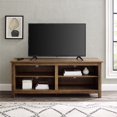 thumbnail image 3 of Walker Edison Wren Classic 4 Cubby TV Stand for TVs up to 65 Inches, 58 Inch, Rustic Oak, 3 of 7