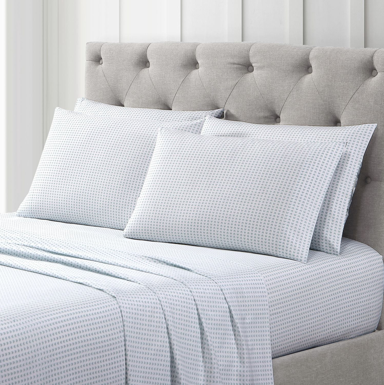 Nicole Miller Studio 6 piece Aidan Printed Sheet Set, Bonus Pillowcases, Geo