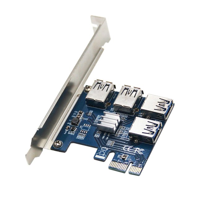 Carte Riser PCI-E vers USB 1 vers 4 Adaptateur PCI-E 4 Adaptateur 4 Ports PCI-E vers USB 3.0 Rallonge Carte Accessoire d'Exploitation