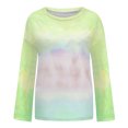 thumbnail image 3 of Nouveaux Hauts d'Été pour Femmes 2023 Mode Grande Taille Col Rond Manches Longues Imprimé Décontracté Sortie Blouses Hauts Chemise à Manches Longues pour Femmes, 3 of 3