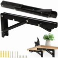 thumbnail image 1 of 2 Pieces Folding Shelf Brackets Heavy Duty 10 Inches Collapsible Shelf Brackets Black Metal Shelf Support Brackets for Kitchen Study Warehouse DIY Projects Shelf Bracket, 1 of 4