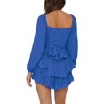 thumbnail image 2 of LYANER Women's Jumpsuit Lantern Long Sleeve Ruffle Layer Tie Mini Short Romper, 2 of 6