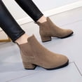 thumbnail image 1 of LSLJS Bottes d'Automne Hiver pour Femmes Couleur Unie Talon Épais Bottes Courtes Mi-Hautes Bout Rond, Bottines & Bottillons pour Femmes, Bottes pour Femmes, 1 of 6