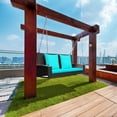 thumbnail image 2 of Costway 2-Person Patio Rattan Hanging Porch Swing Bench Chair Cushion Turquoise, 2 of 10