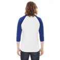 thumbnail image 2 of 5050 Raglan Three-Quarter Sleeve Tee, XS, WhiteLapis, 2 of 2