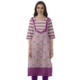 thumbnail image 1 of Moomaya Robes Indiennes pour Femmes Décontractées d'Été Imprimées Manches 3/4 Longue Kurta, 1 of 6