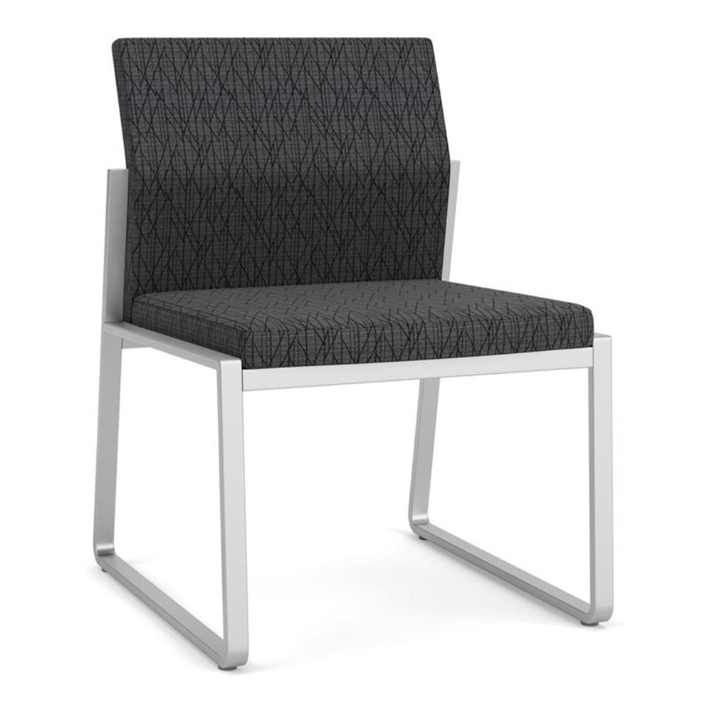 Gansett Reception Waiting Armless Guest Chair / Silver Steel / Dark Gray