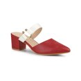 thumbnail image 1 of BLISSFUL STEP Women's Pointy Toe Block Heel Dress Mules Pumps Red White 10, 1 of 7