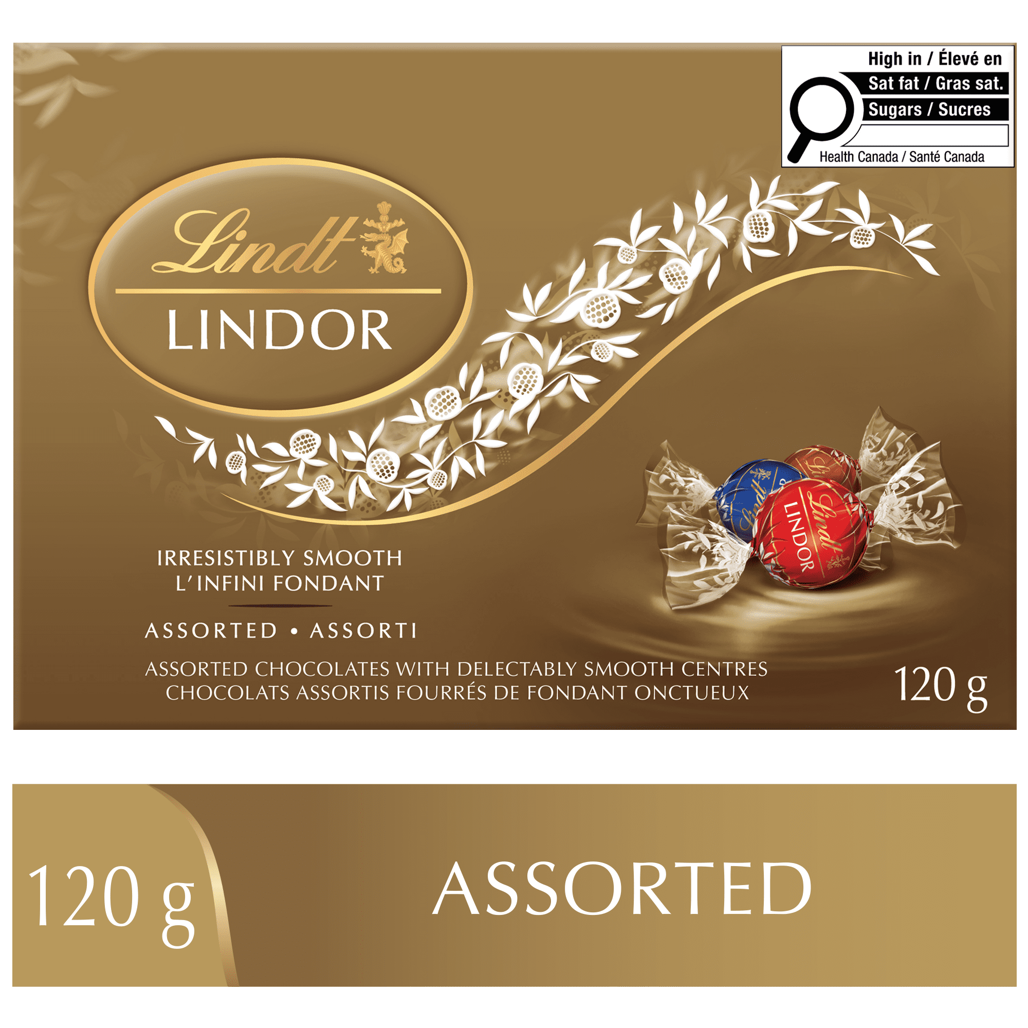 Lindt LINDOR Assorted Milk and Dark Chocolate Truffles, 120g Box