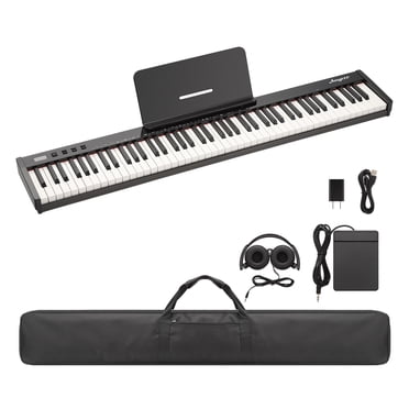 Digital Piano – 88 Key Semi-Weighted Full Size – Electronic with Pedal, Power Adapter, Headphone & Carry Bag – Portable Keyboard – Beginners & Adults