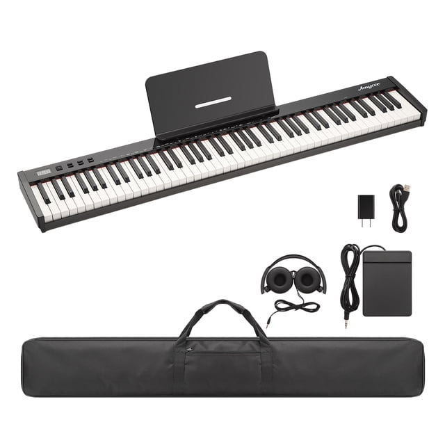 Digital Piano – 88 Key Semi-Weighted Full Size – Electronic with Pedal, Power Adapter, Headphone & Carry Bag – Portable Keyboard – Beginners & Adults