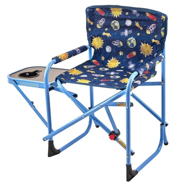 Ozark Trail Kids Director Chair with Side Table, 125lbs Weight Capacity, Age 2 - 5 Yrs, Blue, Table for Food or Snacks with Cup Holder