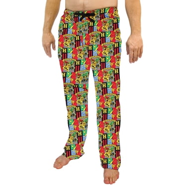 Harry Potter Men's Hogwarts 4 Houses Crest Pajama Pants (Small)