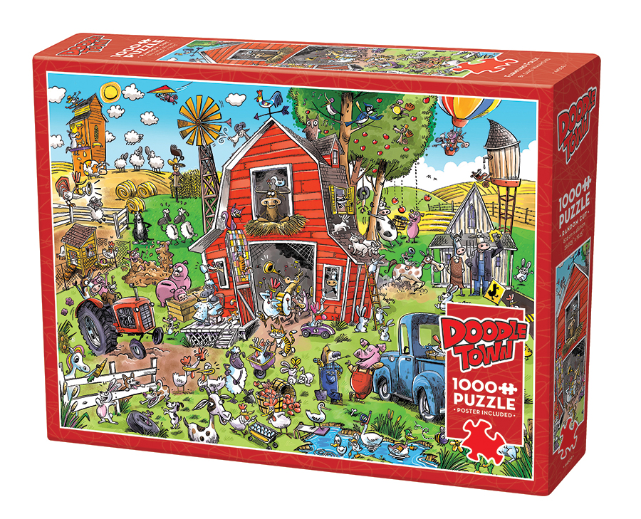 Cobble Hill Jigsaw Puzzle - DoodleTown: Farmyard Folly, 1000 Piece Puzzle