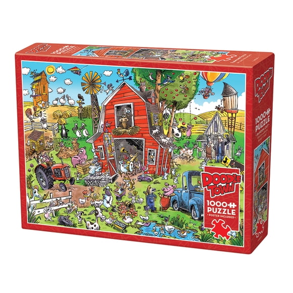 Cobble Hill Jigsaw Puzzle - DoodleTown: Farmyard Folly, 1000 Piece Puzzle