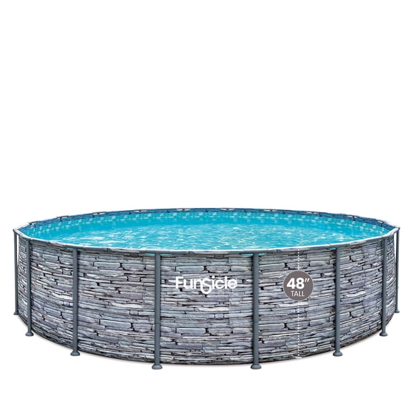 Funsicle Metal Frame 18ft x 48in Oasis Designer Pool, Round Above Ground Swimming Pool, 2-in-1 Filter Pump & Skimmer, Age 6 and up