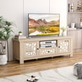 thumbnail image 3 of Gymax 55'' Retro TV Stand Media Entertainment Center w/ Mirror Doors & Drawer Natural, 3 of 10