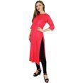 thumbnail image 3 of Bimba Kurta Kurti Droite en Rayonne pour Femmes, Manches 3/4, Blouse Décontractée d'Été, 3 of 8