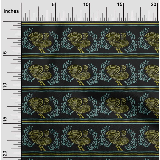 oneOone Viscose Chiffon Fabric Stripe|Leaves & Hen Block Decor Fabric Printed BTY 42 Inch Wide