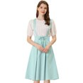 thumbnail image 1 of Unique Bargains Jupe Midi Plissée à Bretelles Rétro à Taille Élastique pour Femme, Vert Pâle, TG, 1 of 5