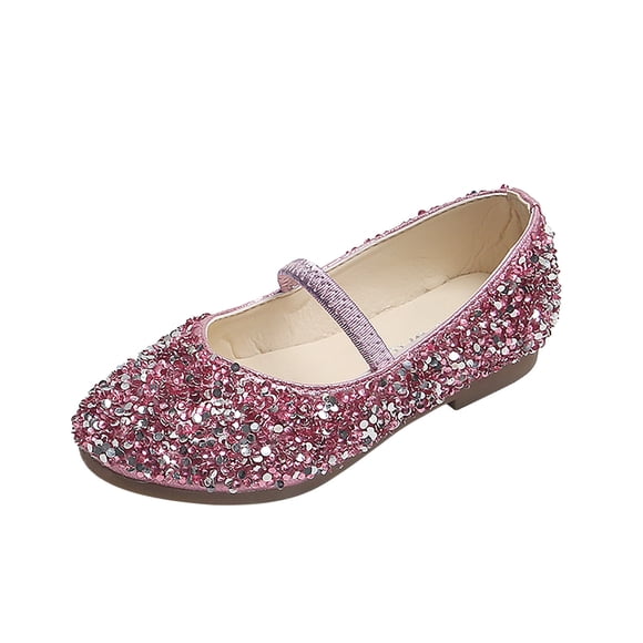 Dakaela Girls Ballet Flats Toddler Sequin Flower Shoes Glitter Dress Mary Jane Wedding Party Kids Loafers