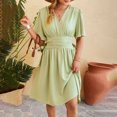 thumbnail image 2 of QIPOPIQ Spring Summer Dress for Women Casual Ruffle Short Sleeve Wrap V-Neck Dress with Pockets Clearance, 2 of 4